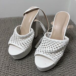 White Woven Platform Sandals